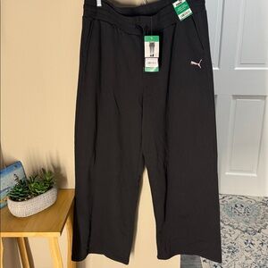 Puma fleece straight leg black pants